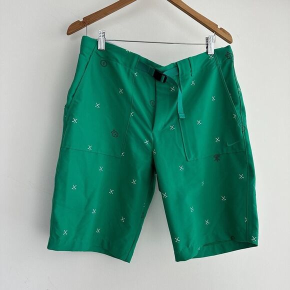 Nike Other - Nike Golf Shorts Mens 34 Green Novelty Flex Charm Slim Fit Dri Fit Belted AOP